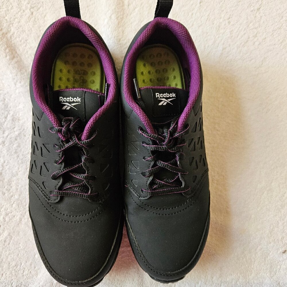 Reebok Women's Exofuse Cushioned Athletic Safety Work Shoe Gray and Plum Size 10
